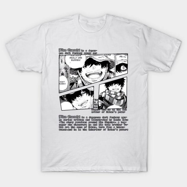 Lewin Light Blue Exorcist Ao no Ekusoshisuto Manga T-Shirt by AinisticGina